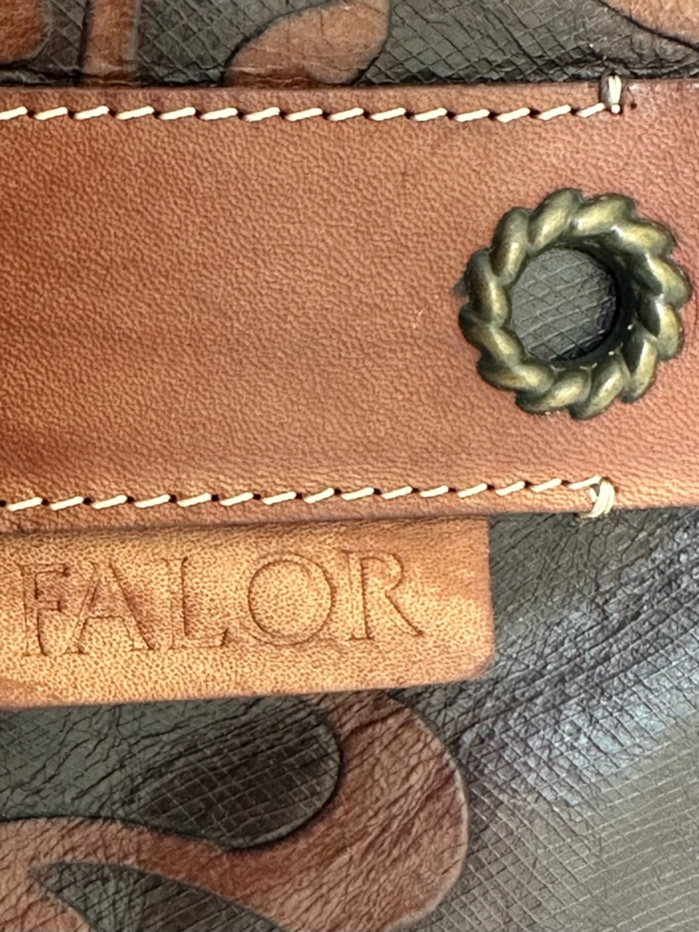 Falor le Borse Hand Tooled Leather Tote Bag in Brown - Picture 14 of 15